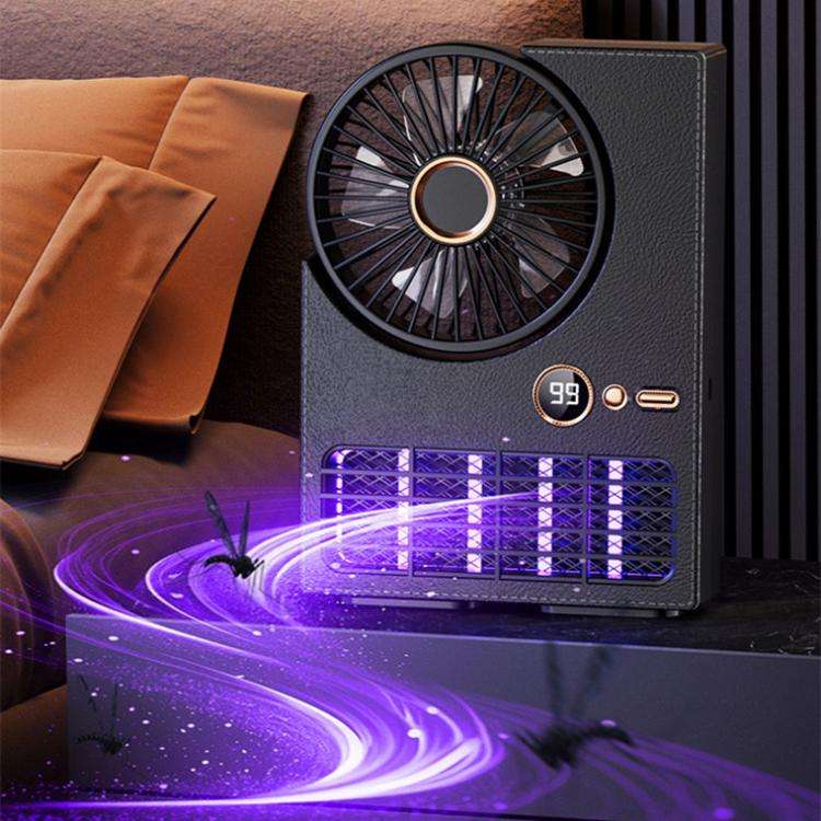 2-in-1 Household Electric Fan Mosquito Killer Lamp LED Digita lDesktop Fan, Color: 3000mAh Black