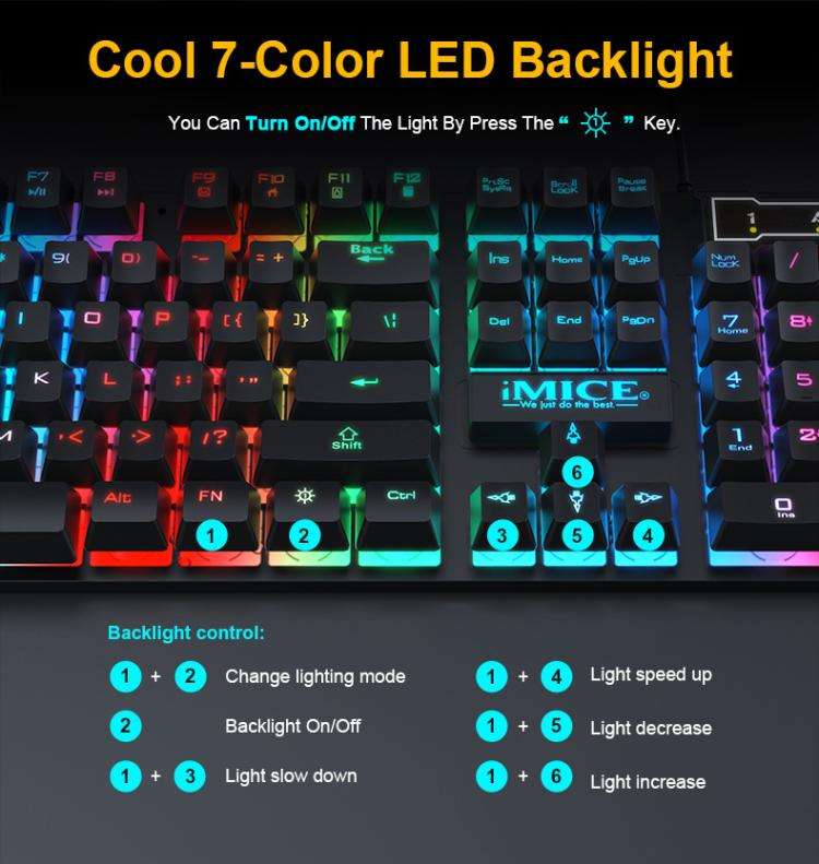 iMICE GK-490 4 In 1 Wired Hovering Illuminated Gaming Keyboard Mouse Headset Set