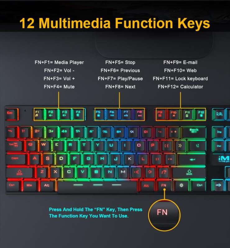 iMICE GK-490 4 In 1 Wired Hovering Illuminated Gaming Keyboard Mouse Headset Set