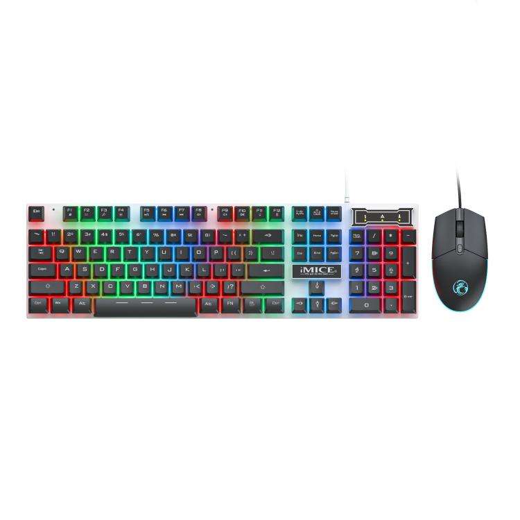 iMICE AN-350 Suspended Keycaps Mechanical Feeling Glowing Wired Gaming Keyboard and Mouse Set(Black)