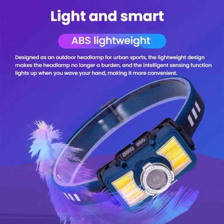 E-SMARTER W6100A LED Mini Wave Sensor Headlamp COB Outdoor Adventure Fishing Bright Headlamp(Yellow)