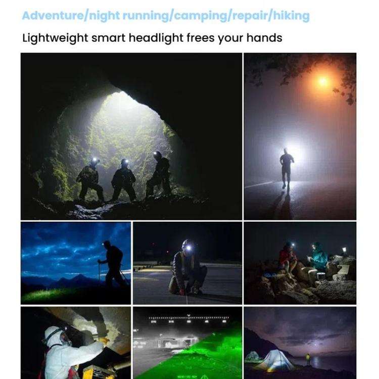 E-SMARTER W6100A LED Mini Wave Sensor Headlamp COB Outdoor Adventure Fishing Bright Headlamp(Yellow)
