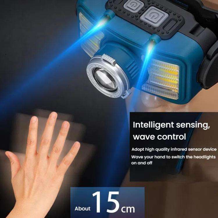 E-SMARTER W6100A LED Mini Wave Sensor Headlamp COB Outdoor Adventure Fishing Bright Headlamp(Yellow)