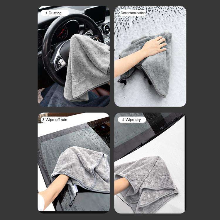 30 x 60cm SUITU ST-9009 Double-Sided Fleece Thickened Water Absorbent Quick Drying Car Wash Towel