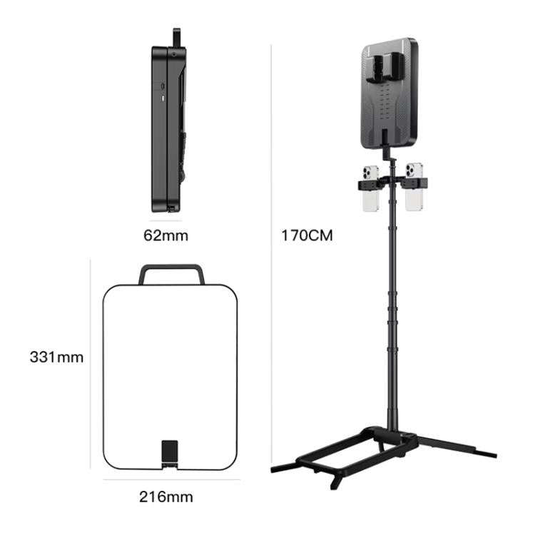 1.7m 14-Inch Suitcase Integrated Design Fill Light Foldable 3500-6000K Full-Screen Live Photograp...