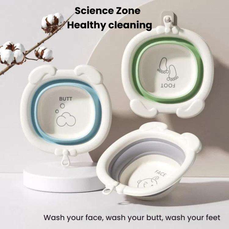 Children Silicone Folding Washbasin Portable Thickened Hangable Butt Washbasin For Babies, Color:...