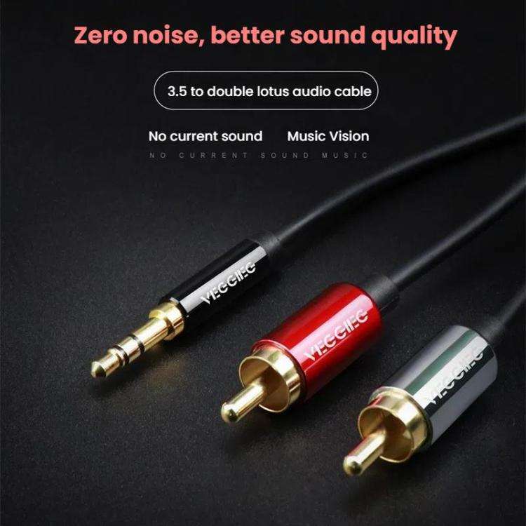 VEGGIEG 3.5mm 3.5 To 2RCA Audio Cable Cell Phone Computer Speaker Connection Cable, Length: 10m
