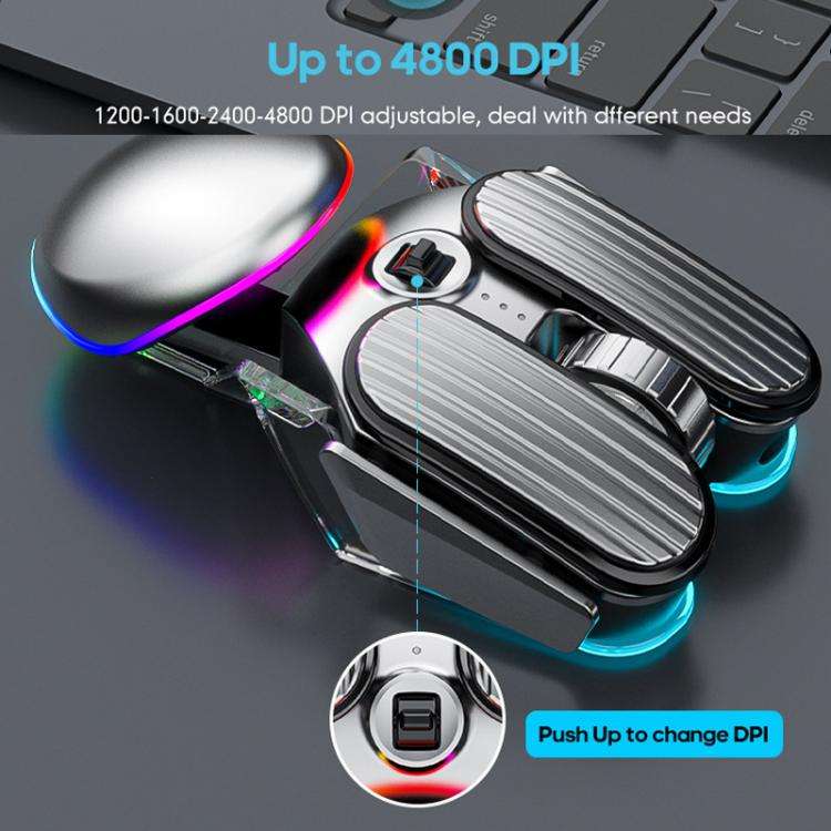 IMICE T800 Rechargeable Bluetooth Dual Mode Wireless Gaming Mice RGB Lighting Plating Mouse(Black)