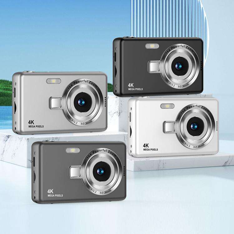 Q12 4K Pixel High Definition Digital Camera Portable Mini Photo Card Camera CCD(White)