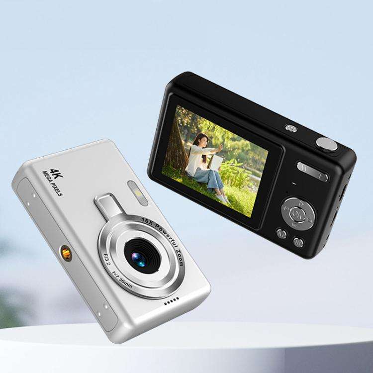 Q12 4K Pixel High Definition Digital Camera Portable Mini Photo Card Camera CCD(White)