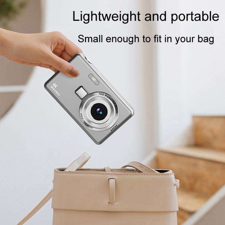 Q12 4K Pixel High Definition Digital Camera Portable Mini Photo Card Camera CCD(White)