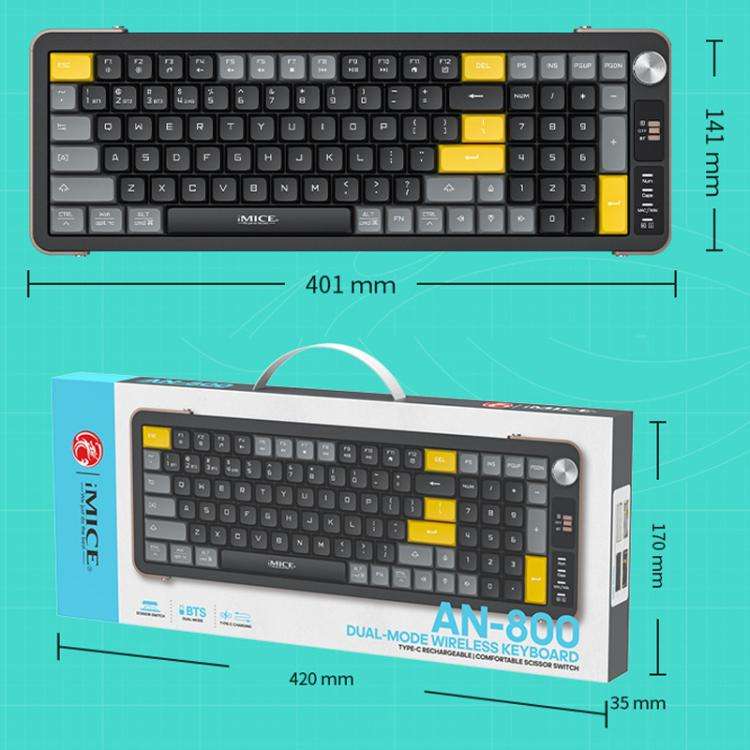 IMICE AN-800 Wireless Bluetooth Dual Mode Scissor Foot Structure Silent Keyboard(White)