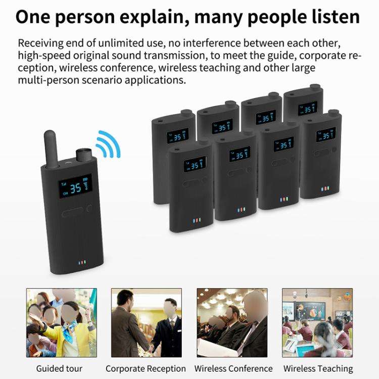2.4G Wireless Office Conference Tour Guide Explainer One-Way One-To-Many Explainer Microphone, Sp...