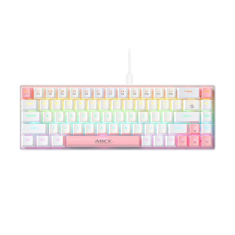 iMICE GK-690 Type-C Wired Mechanical Keyboard(White Pink)