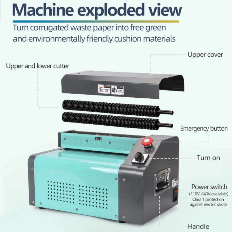 35cm EU Plug 370W Cardboard Shredder Handles 10mm Thickness, 5M/Min Speed For Packaging & Recycling