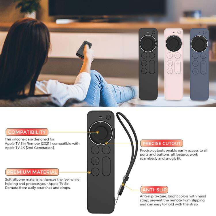 For Apple TV Siri Remote 2 / 3 AhaStyle PT167 Remote Control Silicone Protective Case(Blue)