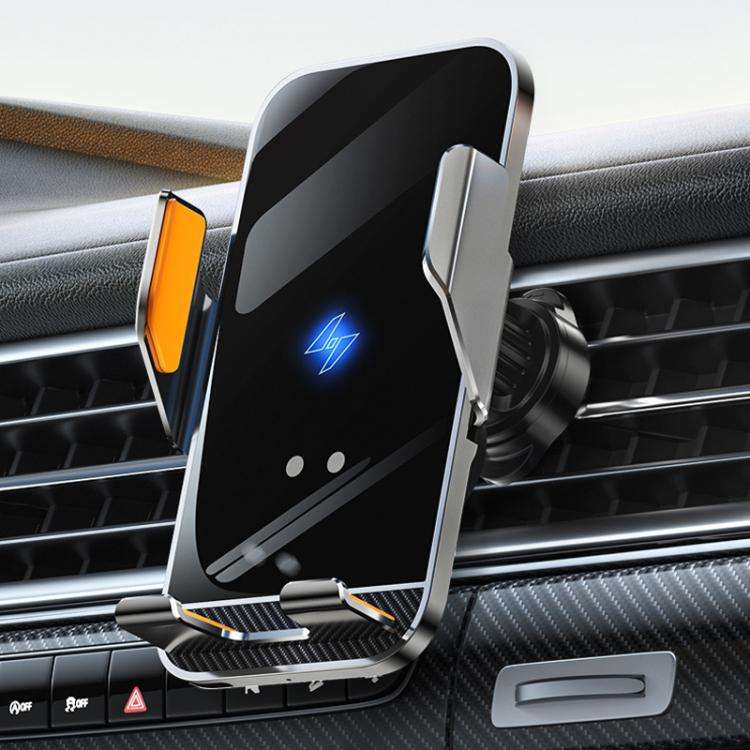 Car Air Outlet Wireless Charging Infrared Automatic Opening Closing Bracket(Gray)