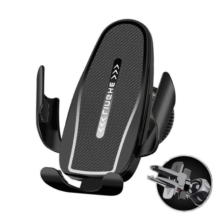 Carbon Fiber Clip-on Gravity Air Outlet Car Phone Holder, Color: Black Straight Clip