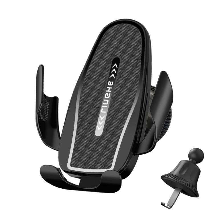 Carbon Fiber Clip-on Gravity Air Outlet Car Phone Holder, Color: Black Hook Clip