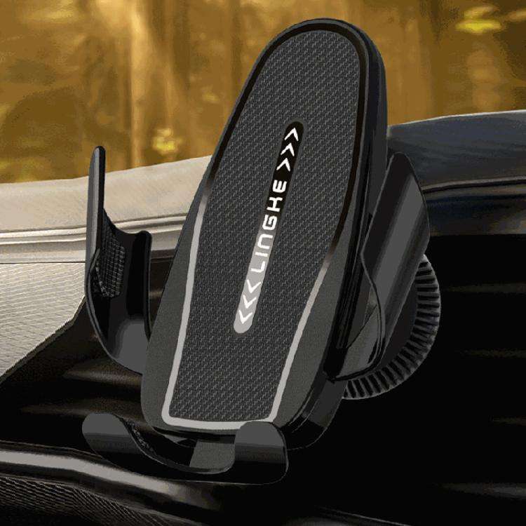Carbon Fiber Clip-on Gravity Air Outlet Car Phone Holder, Color: Black Hawkbill Clip