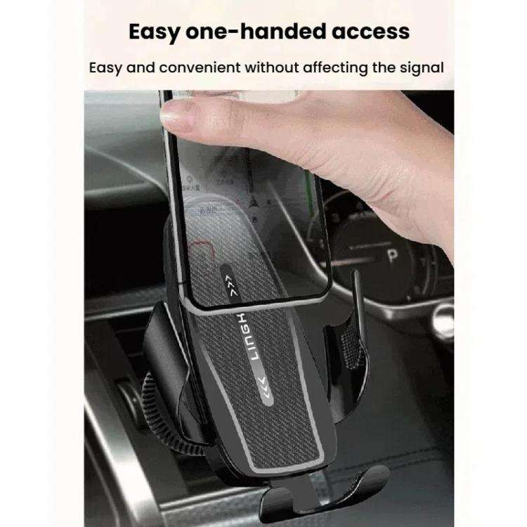 Carbon Fiber Clip-on Gravity Air Outlet Car Phone Holder, Color: Black Straight Clip