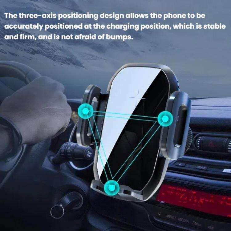 15W Wireless Induction Snap-on Charging Car Air Outlet Phone Holder, Color: Black