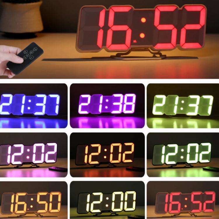 RGB Color Changing 3D Digital Clock With Voice Control, Adjustable Brightness, Temperature Displa...
