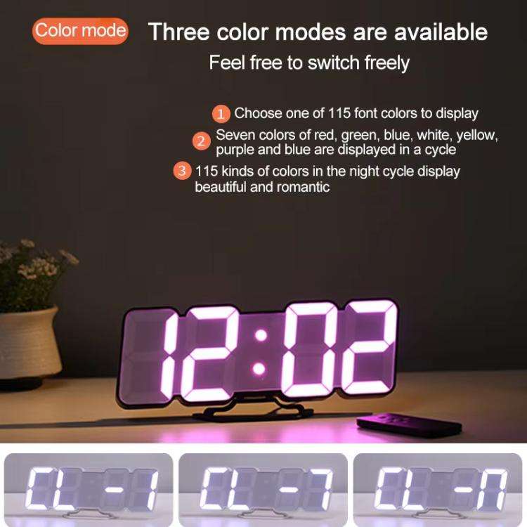 RGB Color Changing 3D Digital Clock With Voice Control, Adjustable Brightness, Temperature Displa...