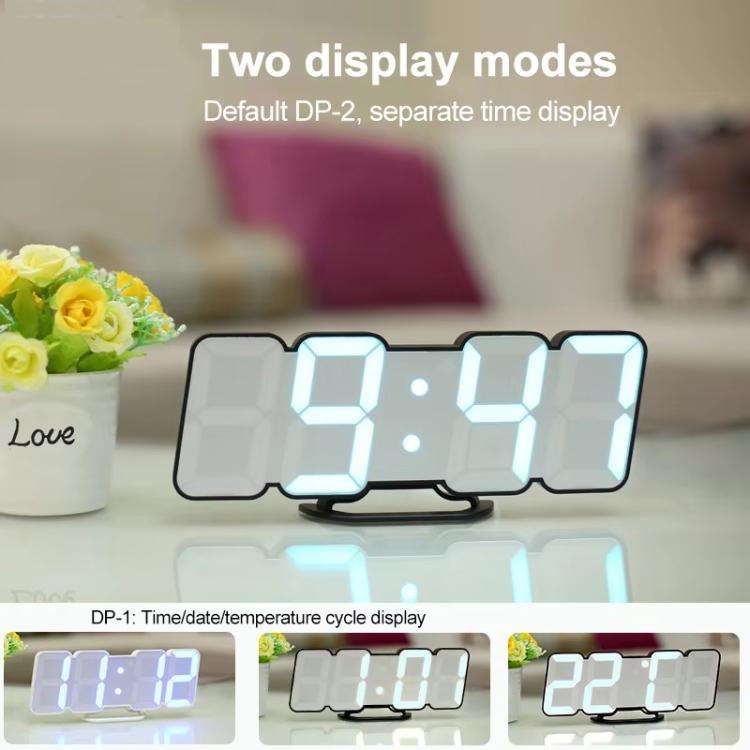 RGB Color Changing 3D Digital Clock With Voice Control, Adjustable Brightness, Temperature Displa...