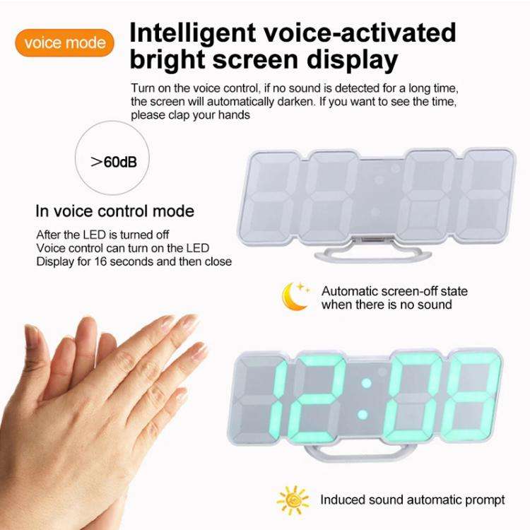 RGB Color Changing 3D Digital Clock With Voice Control, Adjustable Brightness, Temperature Displa...