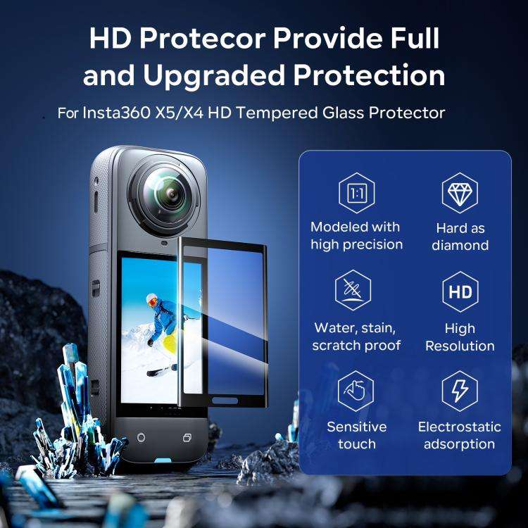 For Insta360 X5 / X4 aMagisn Tempered Glass Screen Protector Anti-Scratch 9H Hardness(1 Pack)