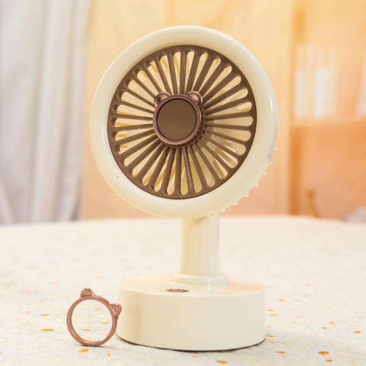 Student USB Small Desktop Fan Replaceable Animal Ears Multi-Speed Lithium Battery Mute Fan, Color...