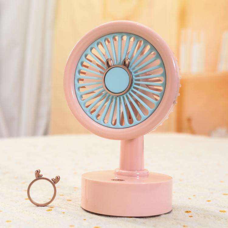 Student USB Small Desktop Fan Replaceable Animal Ears Multi-Speed Lithium Battery Mute Fan, Color...