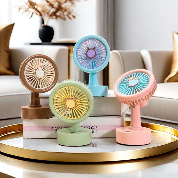 Student USB Small Desktop Fan Replaceable Animal Ears Multi-Speed Lithium Battery Mute Fan, Color...