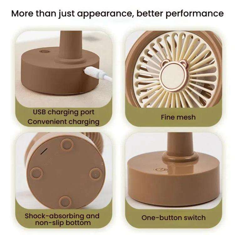 Student USB Small Desktop Fan Replaceable Animal Ears Multi-Speed Lithium Battery Mute Fan, Color...