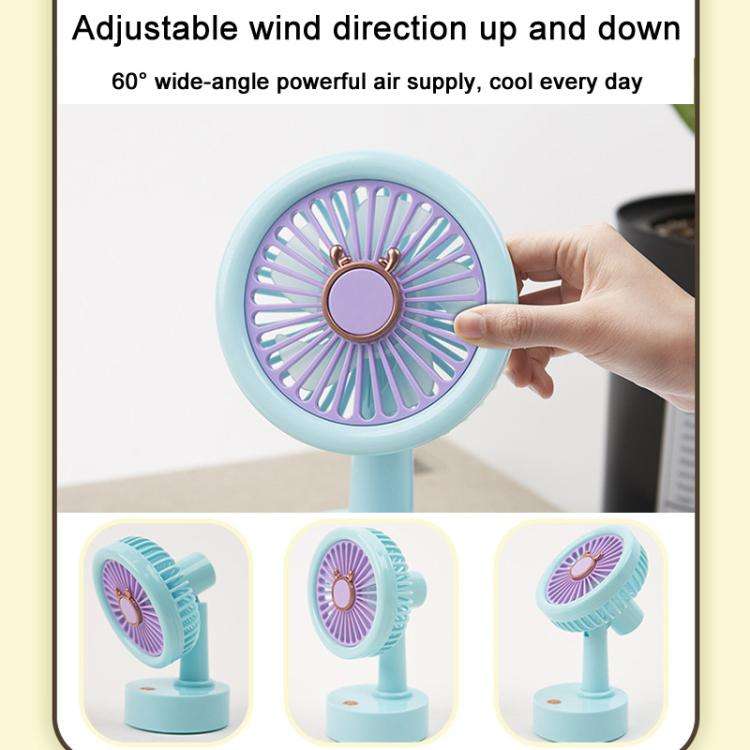 Student USB Small Desktop Fan Replaceable Animal Ears Multi-Speed Lithium Battery Mute Fan, Color...