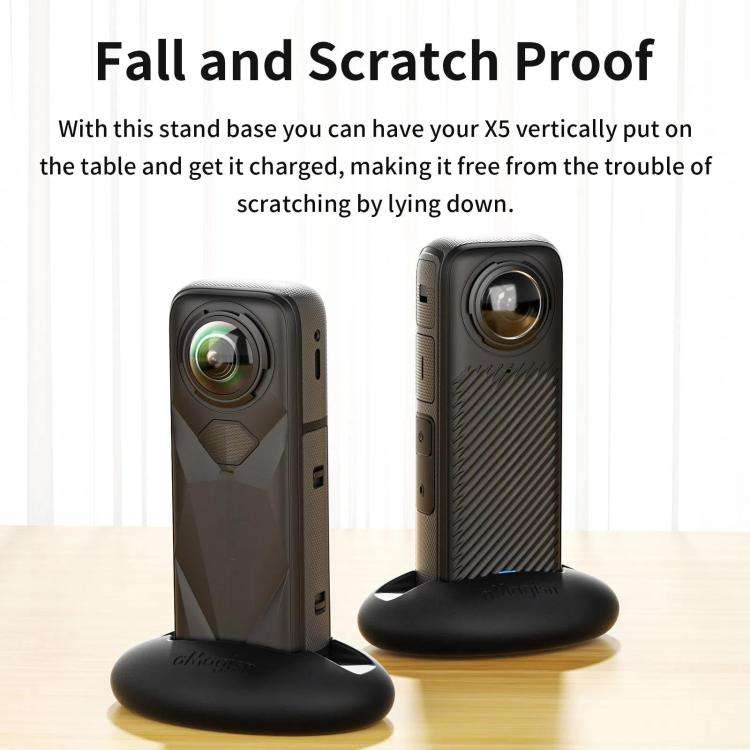 For Insta360 X5 / X4 aMagisn Silicone Base Desktop Stand Car Dashboard Holder(Black)