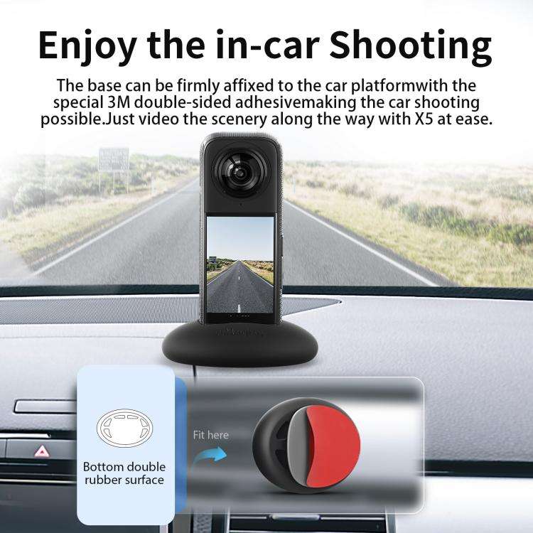 For Insta360 X5 / X4 aMagisn Silicone Base Desktop Stand Car Dashboard Holder(Black)