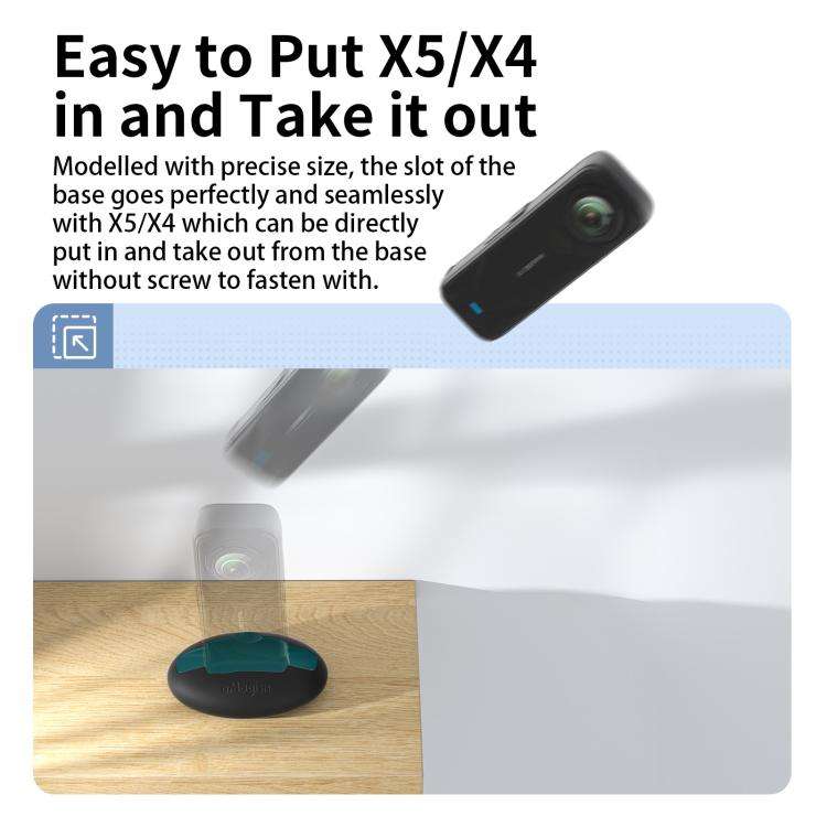 For Insta360 X5 / X4 aMagisn Silicone Base Desktop Stand Car Dashboard Holder(Black)