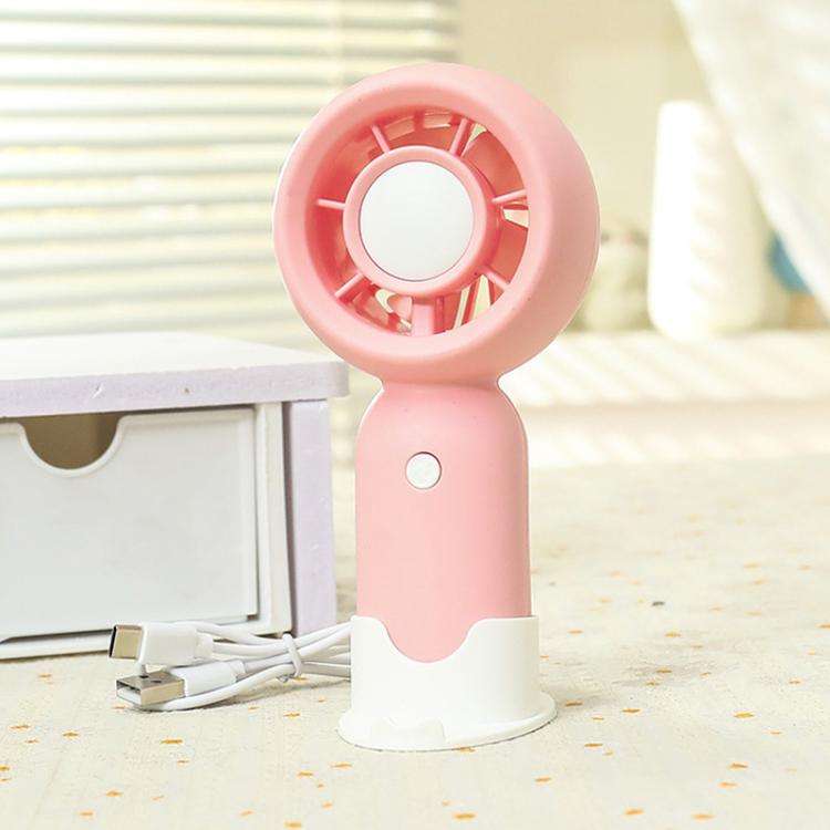 Handheld Rechargeable Fan Outdoor Camping Cooling Fan With Phone Holder Base(Pink)