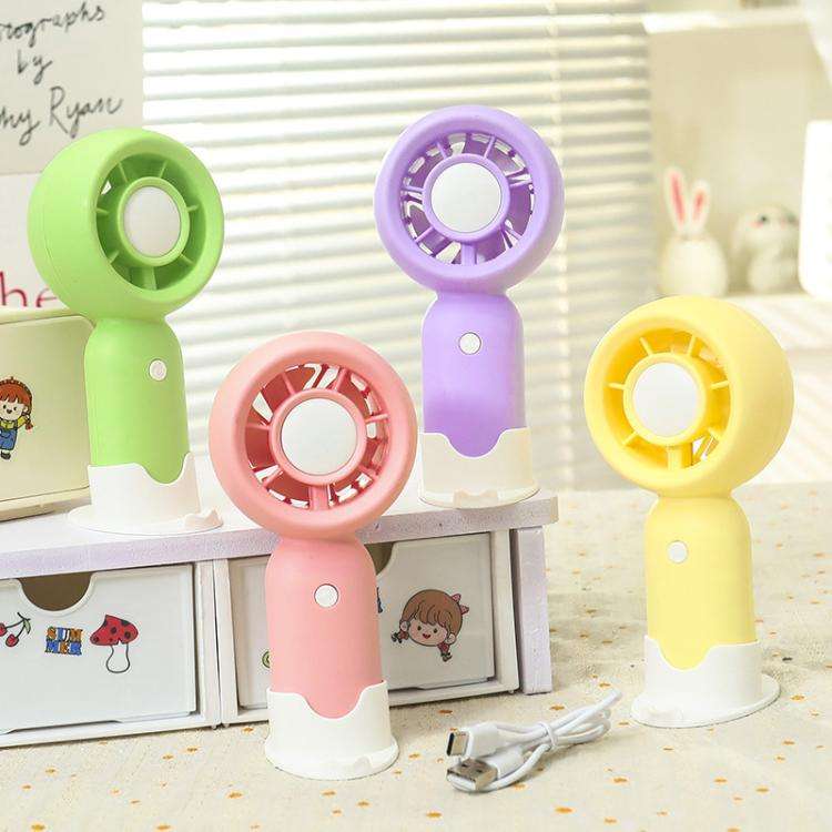 Handheld Rechargeable Fan Outdoor Camping Cooling Fan With Phone Holder Base(Yellow)