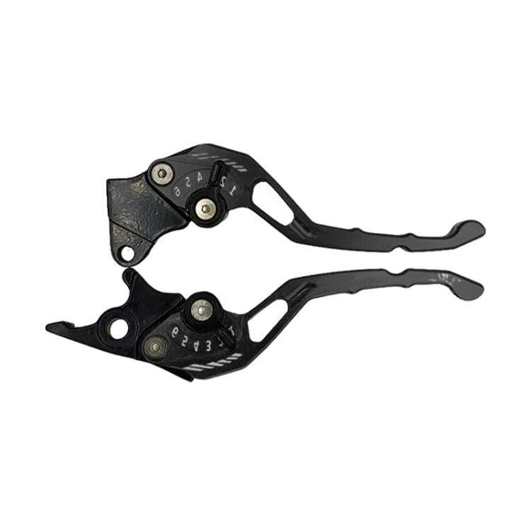 1pair TJSB-032 Aluminum Alloy Left Drum Right Disc Handle Brake Clutch Horn Handlebar Lever(Black)