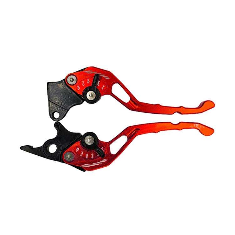 1pair TJSB-032 Aluminum Alloy Left Drum Right Disc Handle Brake Clutch Horn Handlebar Lever(Red)