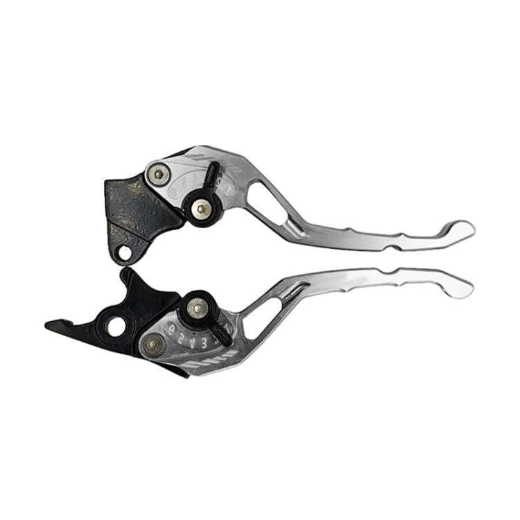 1pair TJSB-032 Aluminum Alloy Left Drum Right Disc Handle Brake Clutch Horn Handlebar Lever(Silver)