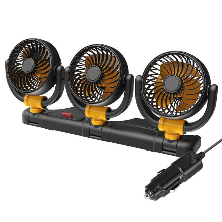 F4505 Car Triple-Head Rotatable Fan Auto 3-Way Folding Fan, Style: Cigarette Lighter Port 12V
