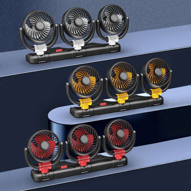 F4505 Car Triple-Head Rotatable Fan Auto 3-Way Folding Fan, Style: Cigarette Lighter Port 24V