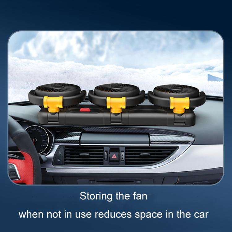 F4505 Car Triple-Head Rotatable Fan Auto 3-Way Folding Fan, Style: USB Port 5V