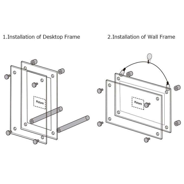 Acrylic Photo Frame Transparent Crystal Desktop Certificate Business License Frame, Inner Frame S...