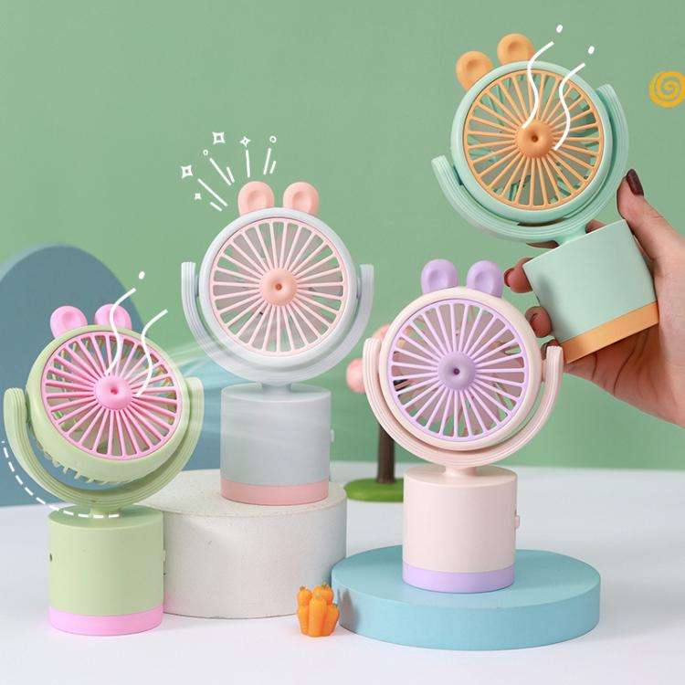 Cartoon Rabbit Desktop Fan USB Charging Handheld Fan Up And Down Adjustable Wind Direction(Green)