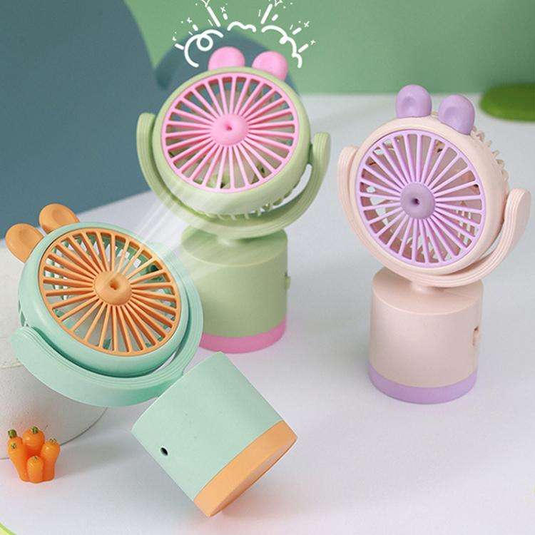Cartoon Rabbit Desktop Fan USB Charging Handheld Fan Up And Down Adjustable Wind Direction(Green)